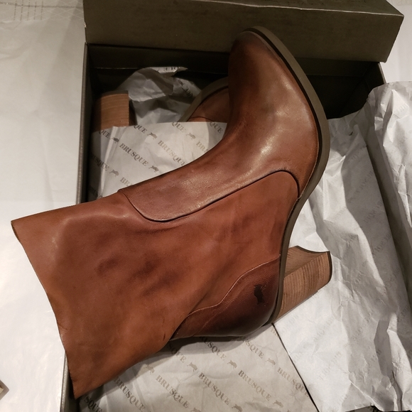 BRUSQUE New GARDA Platform High Ankle Fashion Heeled Boot Leather Brown Black 41 - Picture 10 of 16